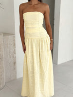 White Fox Bittersweet Babe Strapless Broderie Maxi Dress Butter