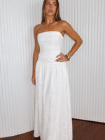 White Fox Bittersweet Babe Strapless Broderie Maxi Dress White