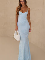 White Fox Blossom Belle Maxi Dress Blue