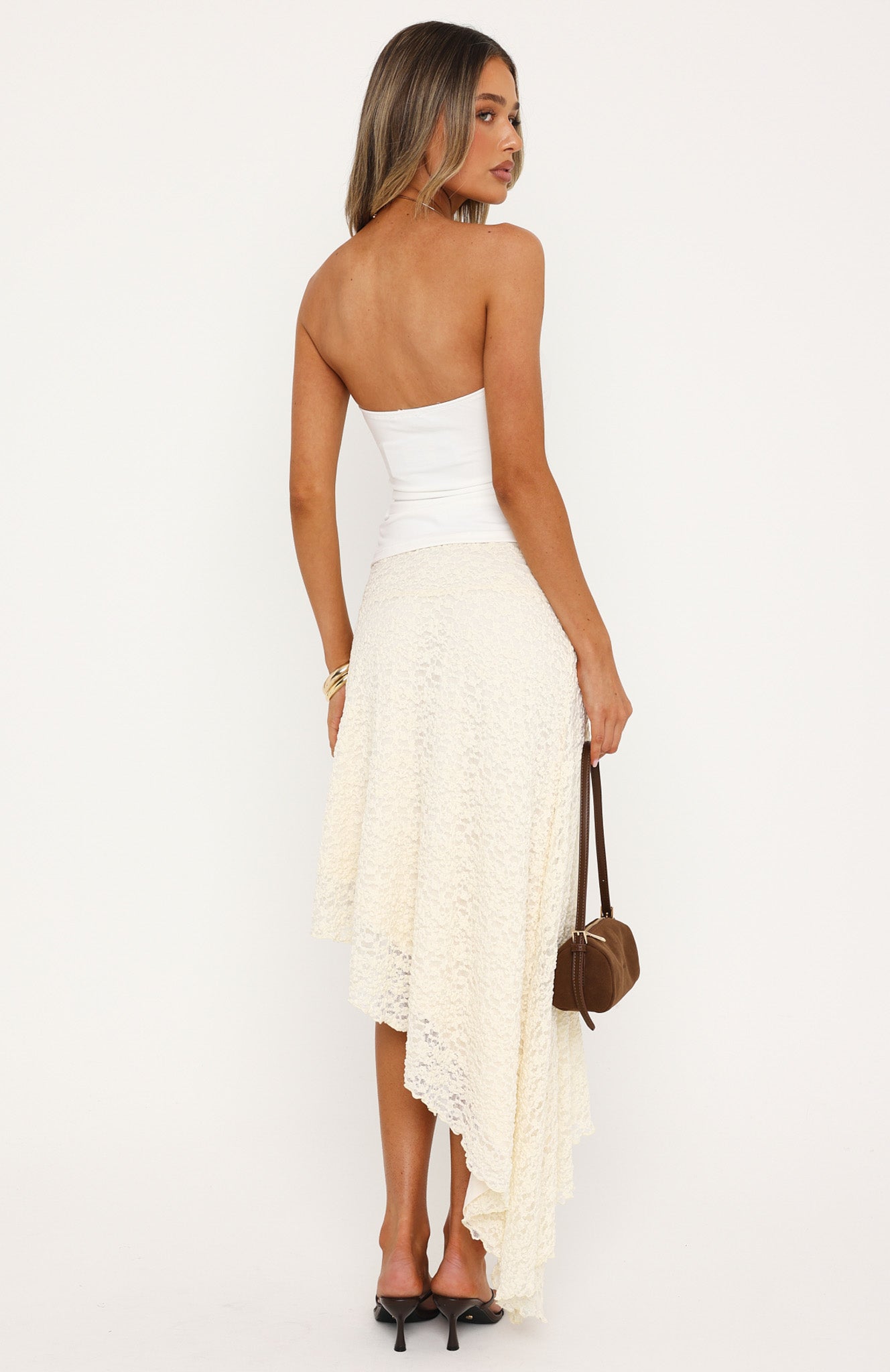 White Fox Blushed Baby Midi Skirt Cream