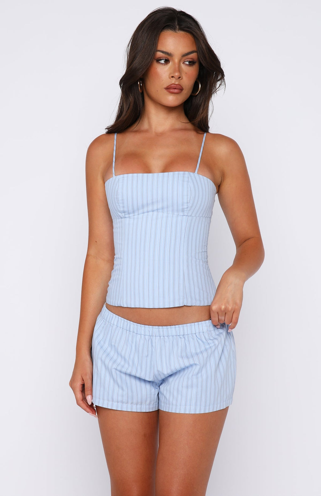White Fox Born To Glow Bustier Blue Stripe
