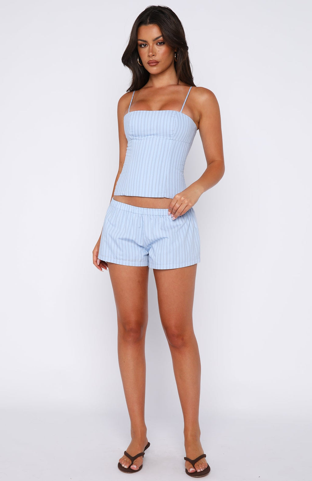 White Fox Born To Glow Bustier Blue Stripe