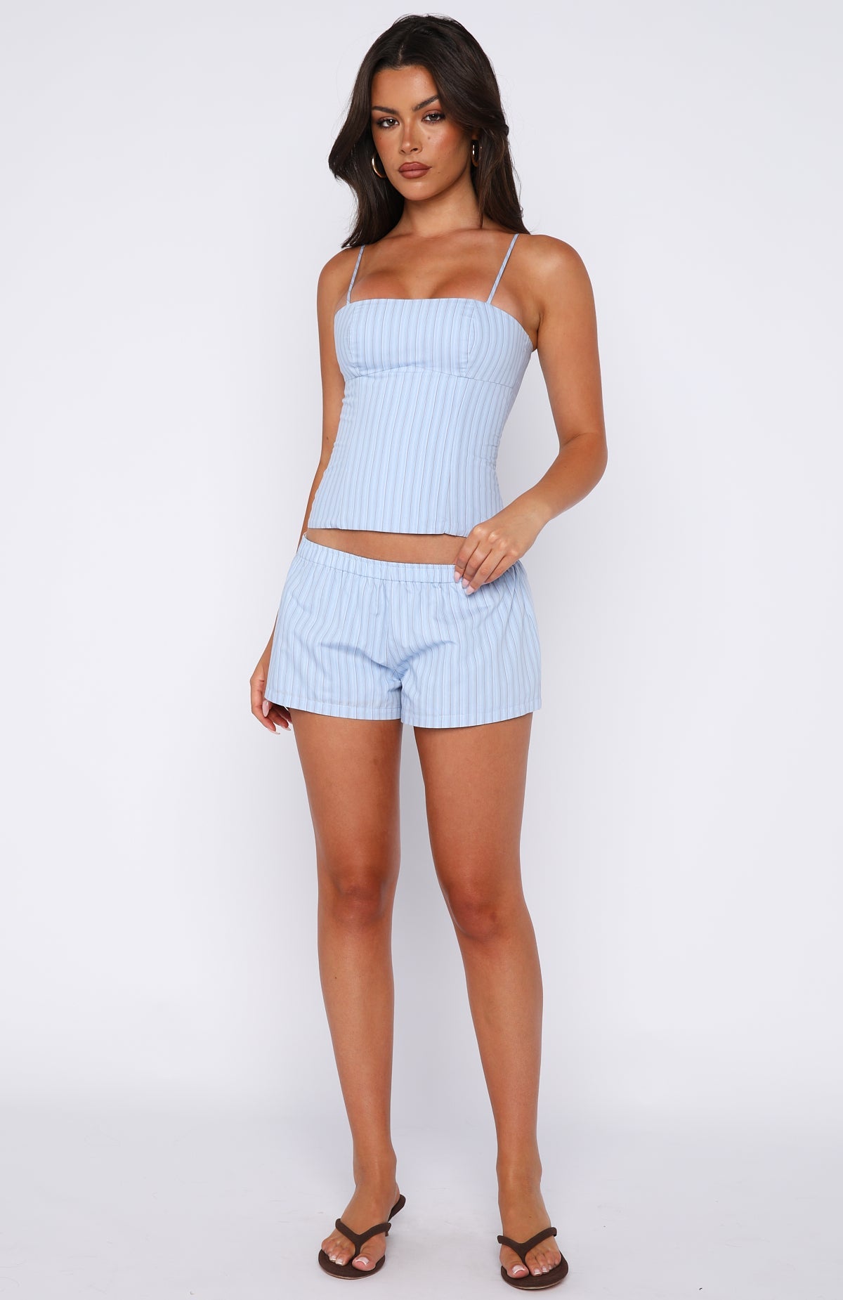 White Fox Born To Glow Bustier Blue Stripe