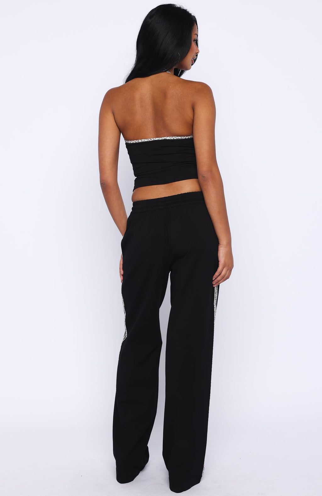White Fox Boss Babe Vibes Track Pants Black