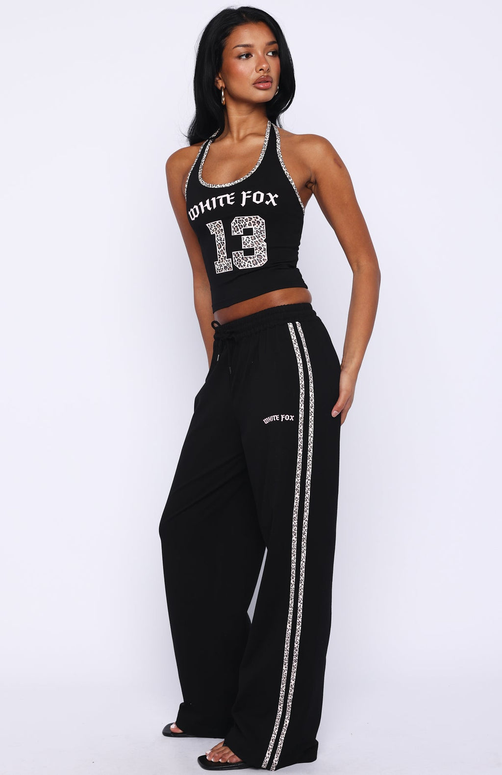 White Fox Boss Babe Vibes Track Pants Black
