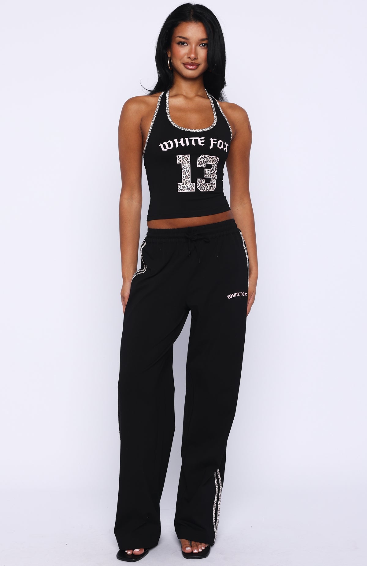 White Fox Boss Babe Vibes Halter Top Black