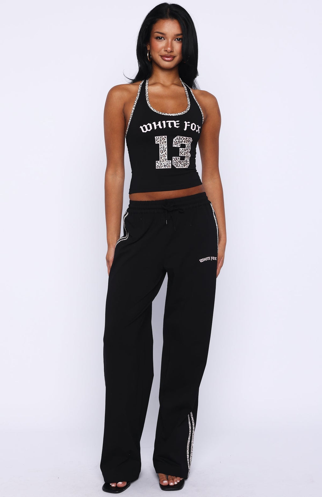 White Fox Boss Babe Vibes Track Pants Black