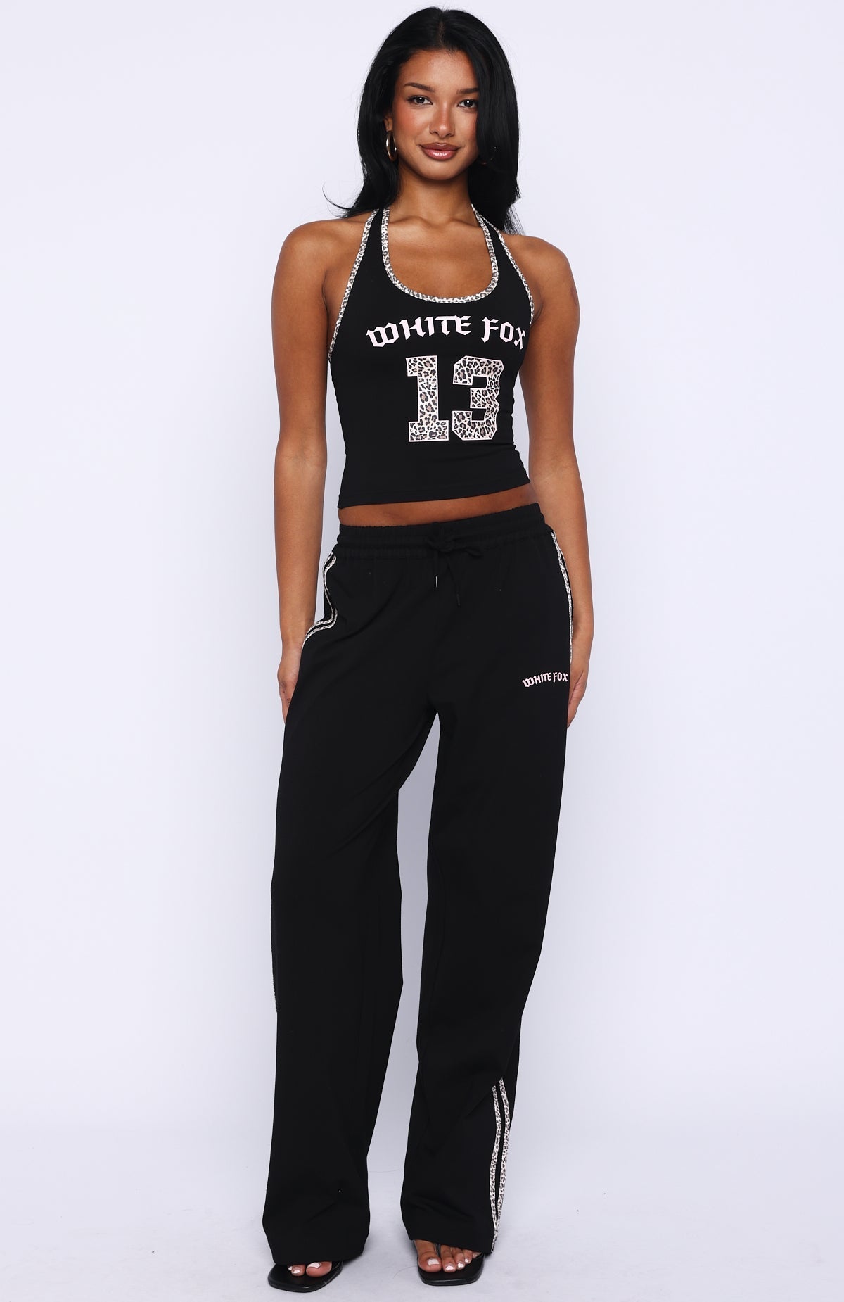 White Fox Boss Babe Vibes Track Pants Black
