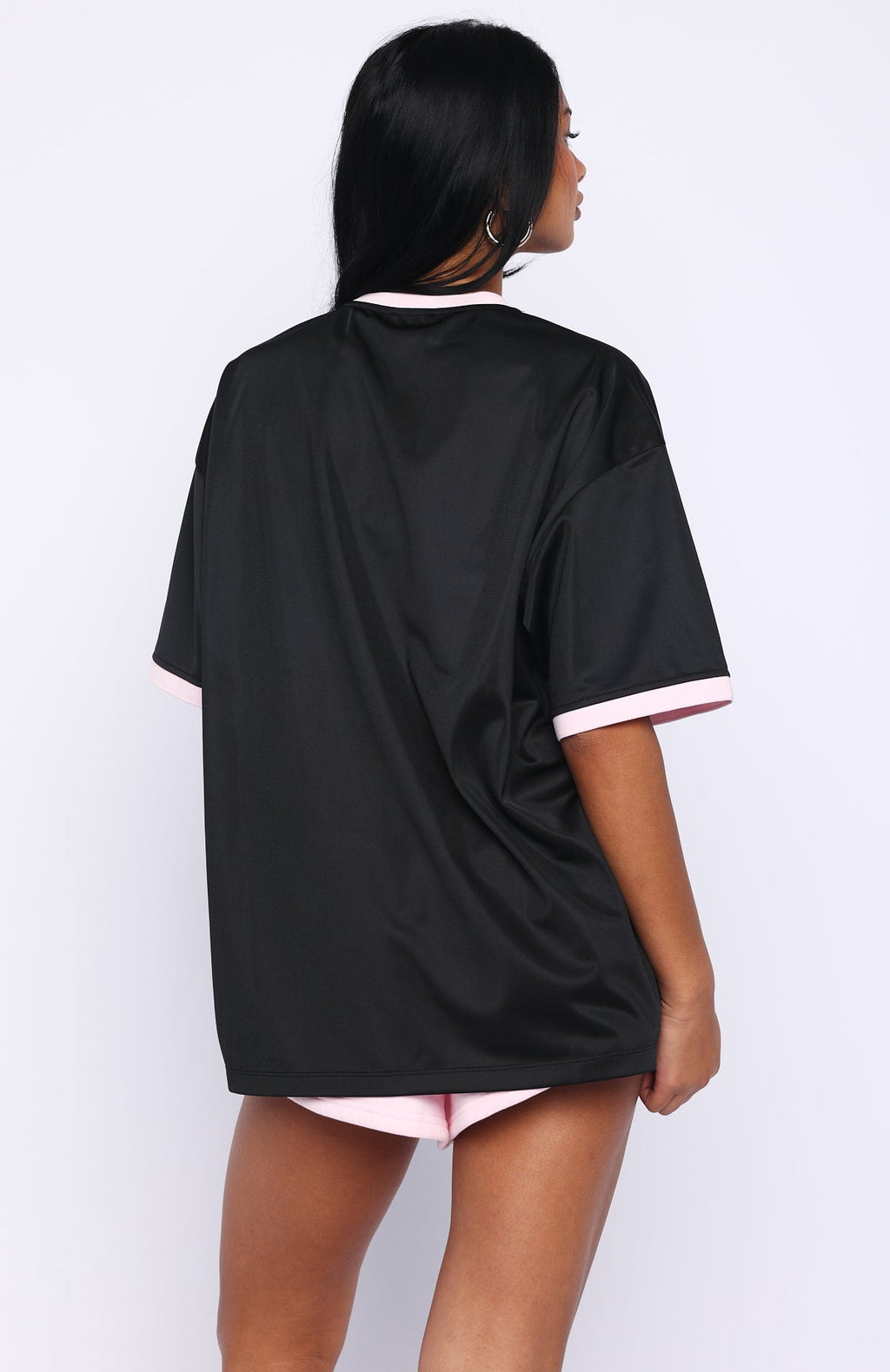 White Fox Boss Babe Vibes Oversized Jersey Black