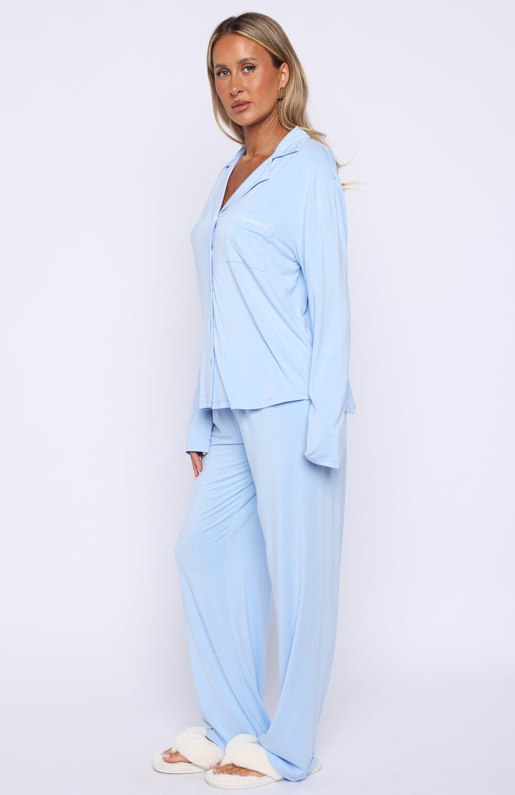 White Fox Bridal Party Long Sleeve Pyjama Set Baby Blue
