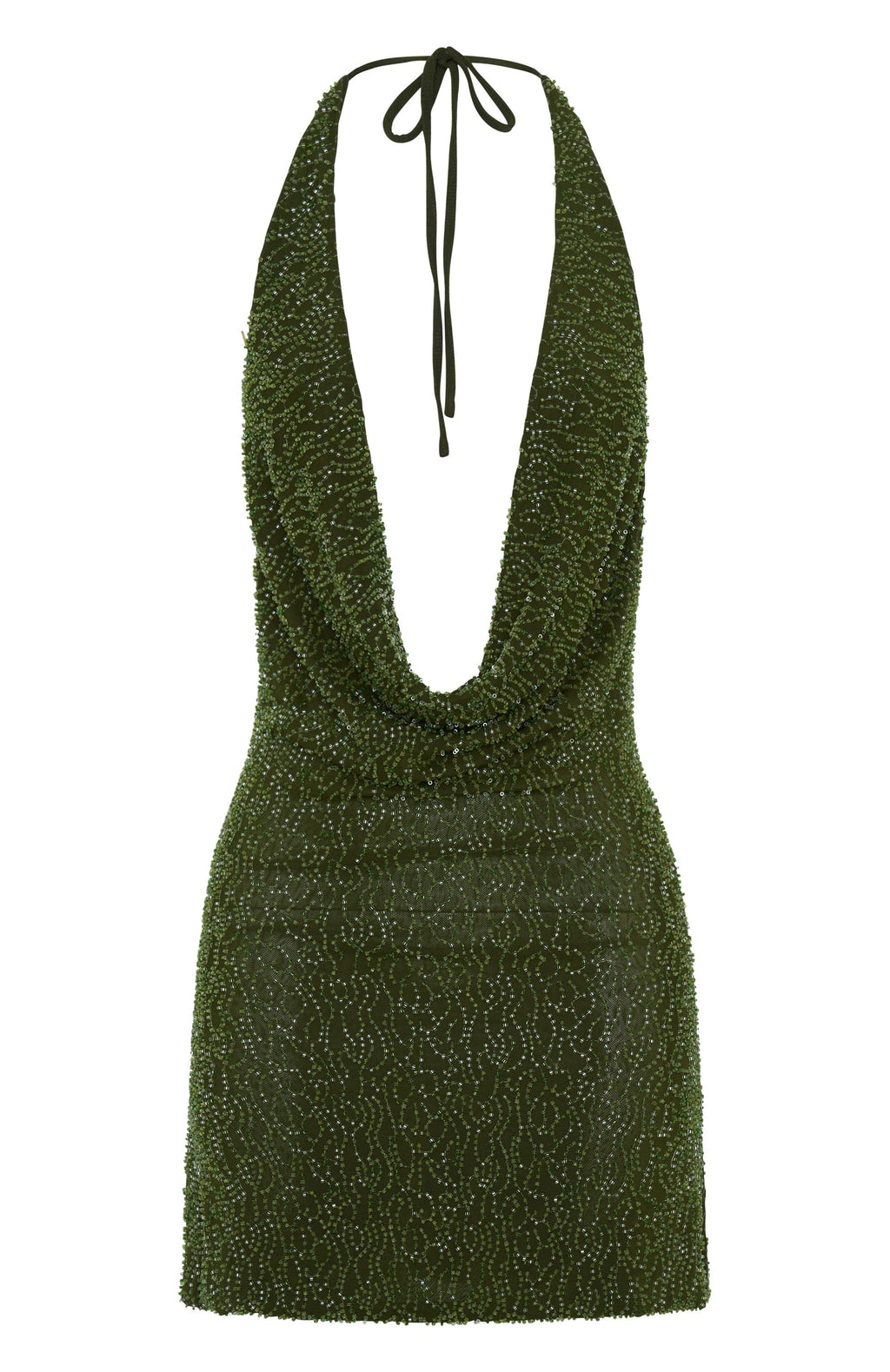 White Fox By Candlelight Beaded Mini Dress Deep Olive