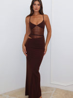 White Fox Call Me Up Maxi Dress Chocolate