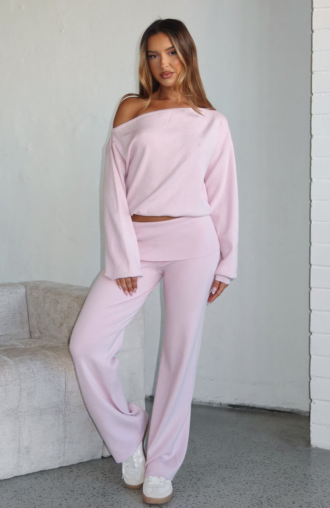 White Fox Can't Find The Words Knit Pants Pink