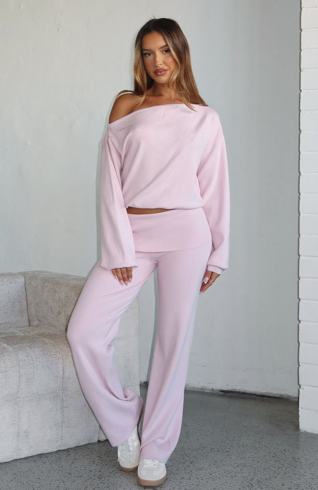 White Fox Can't Find The Words Knit Sweater Pink