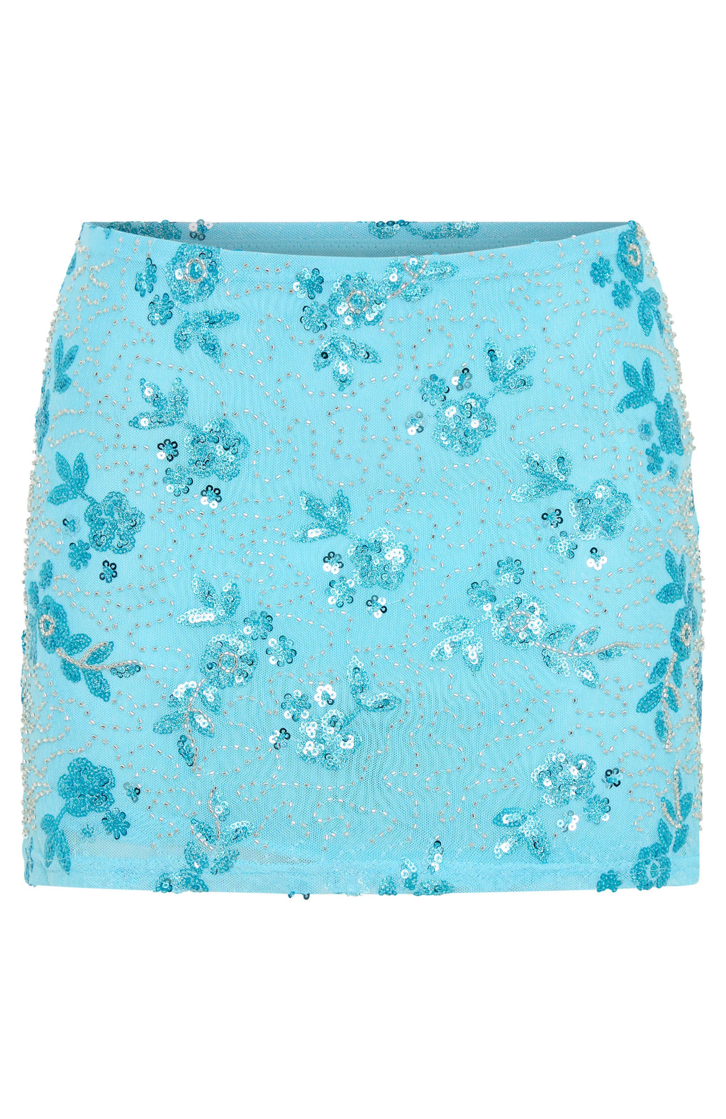 White Fox Capri Cove Beaded Mini Skirt Baby Blue