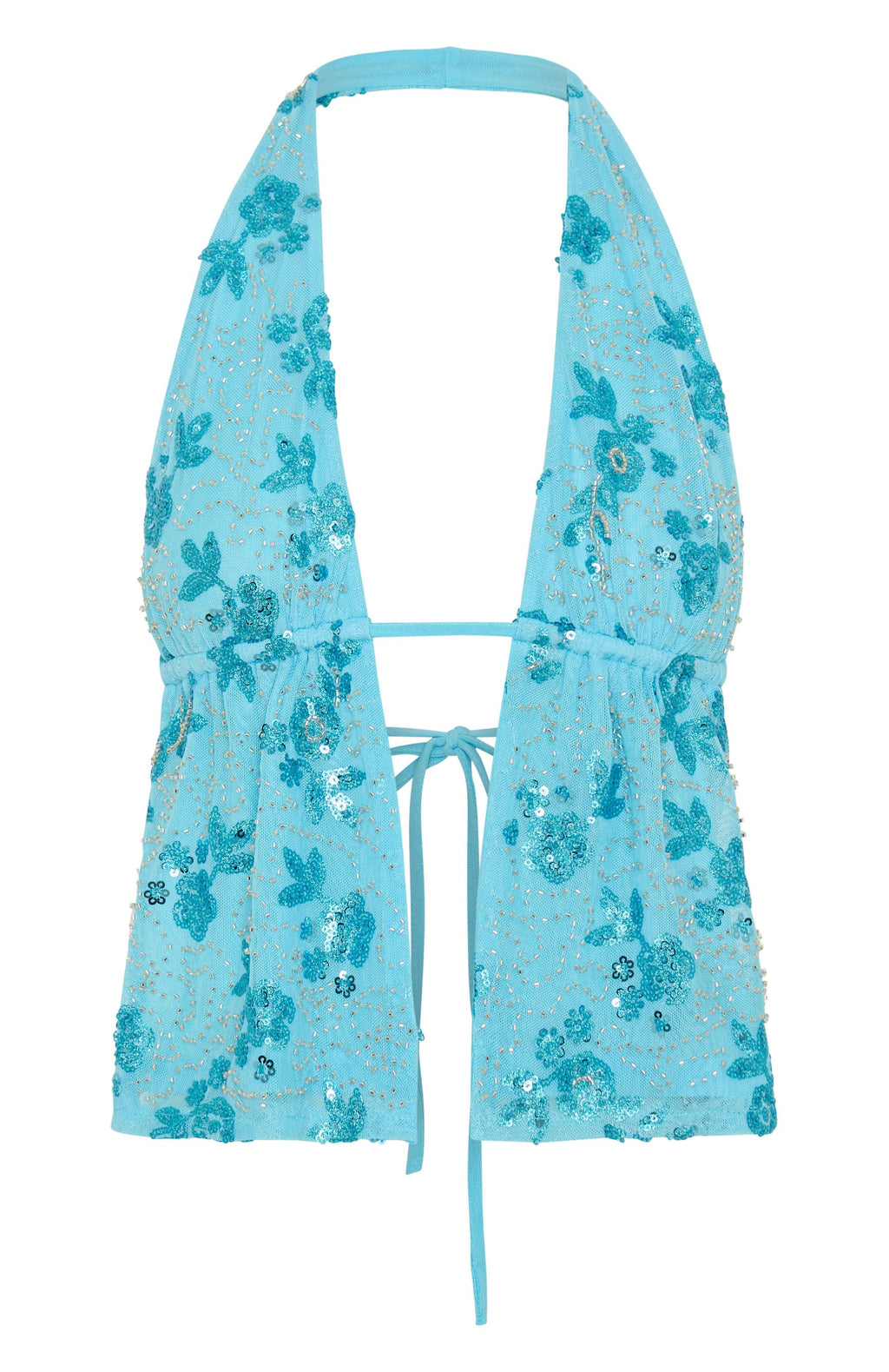 White Fox Capri Cove Beaded Top Baby Blue