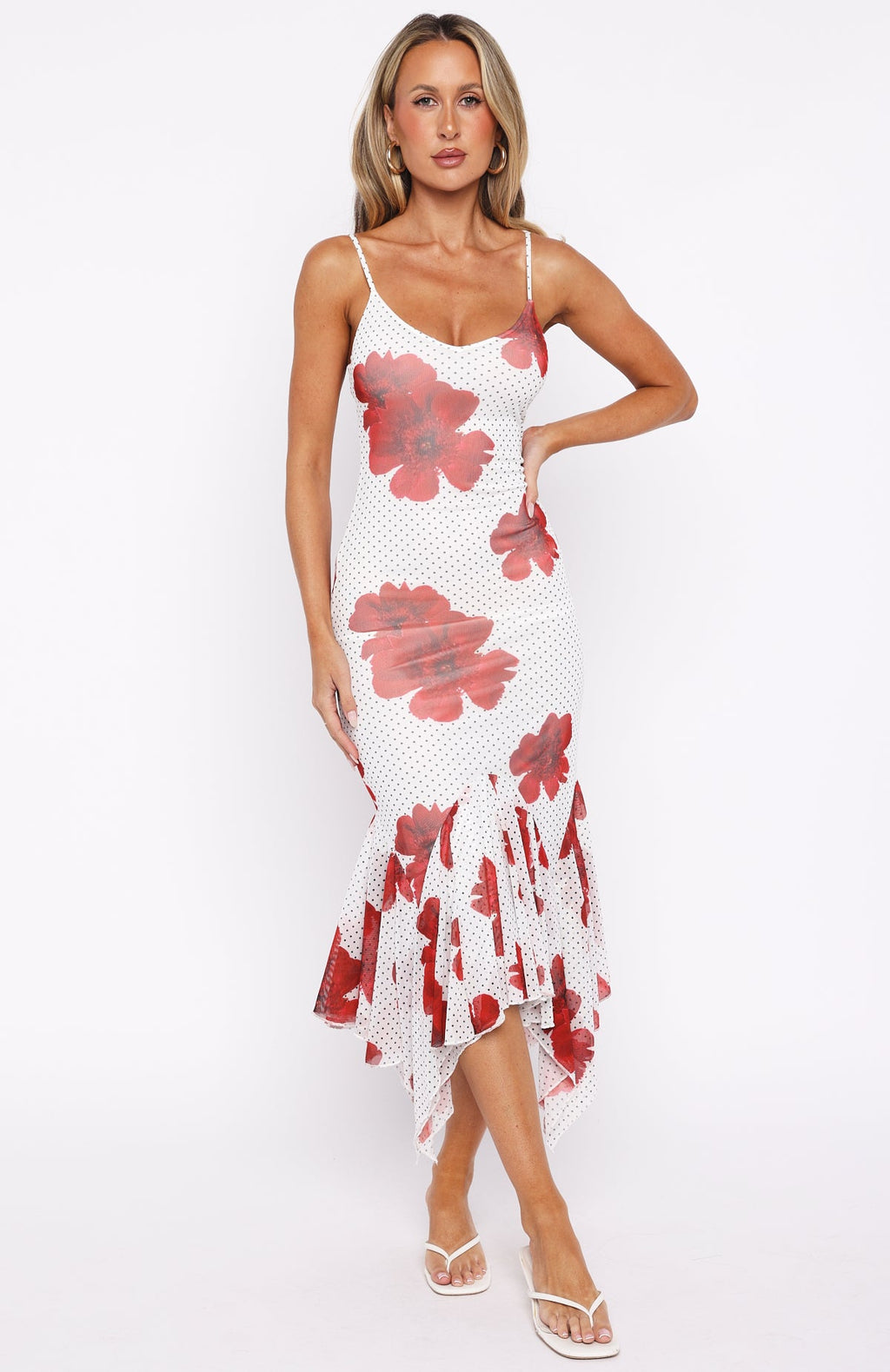 White Fox Castaway Midi Dress White Scarlet Bloom