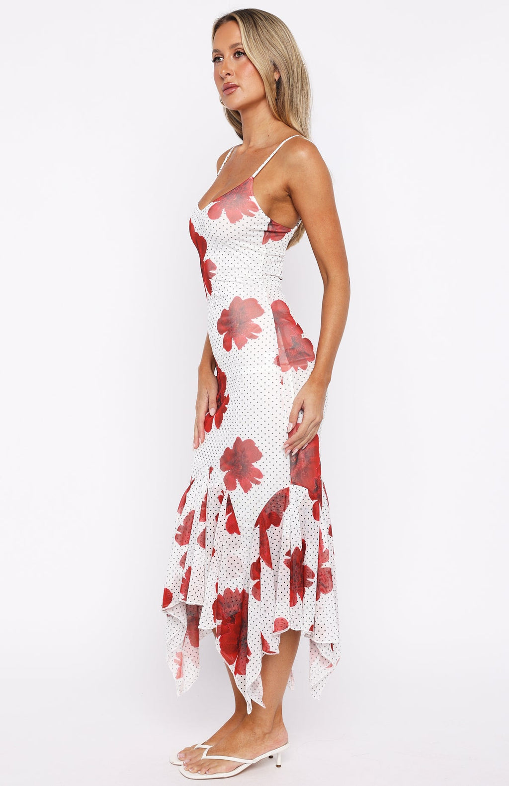 White Fox Castaway Midi Dress White Scarlet Bloom