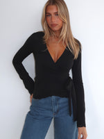 White Fox Cater To You Long Sleeve Top Black