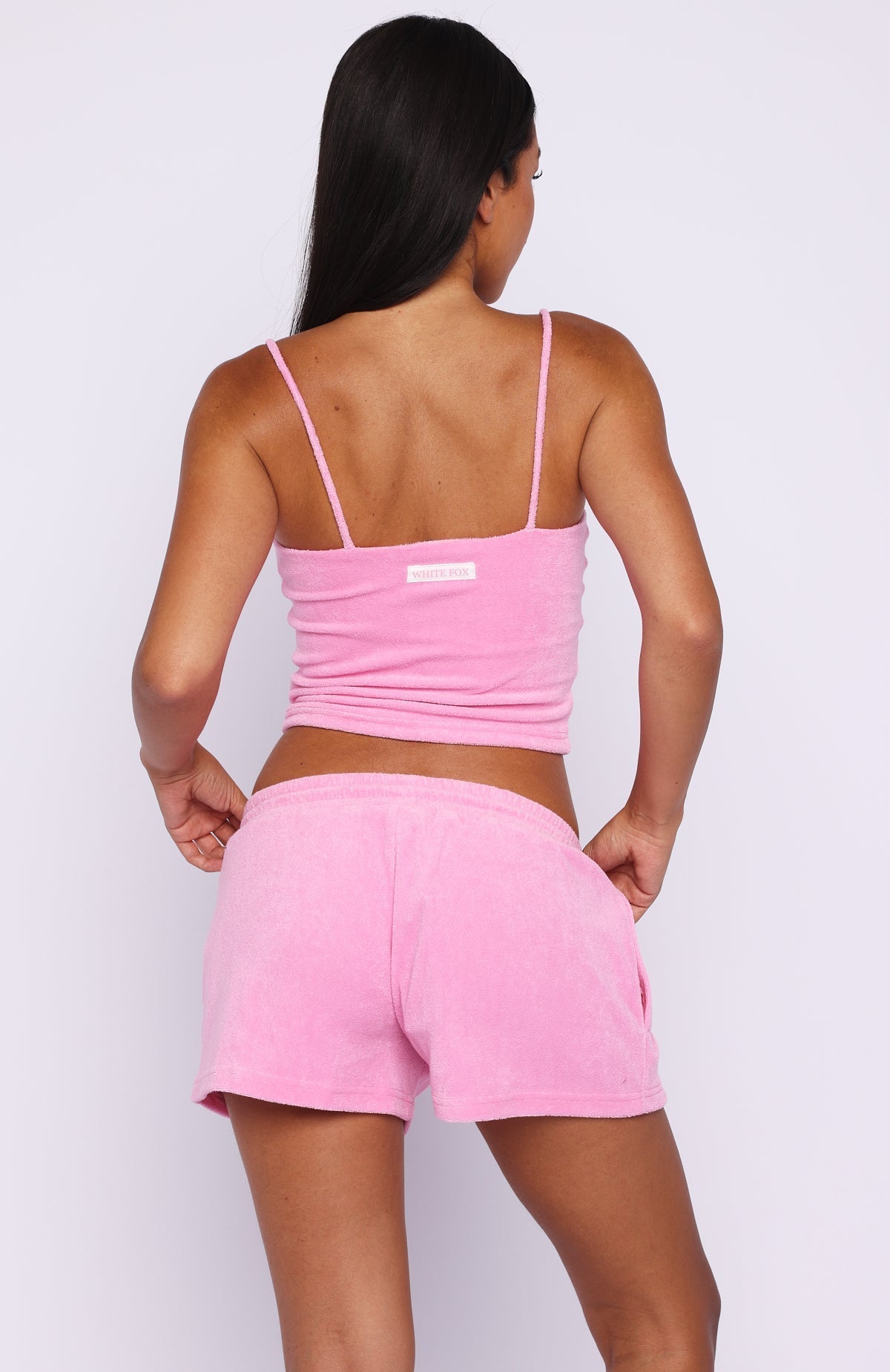 White Fox Causing Commotion Terry Singlet Pink