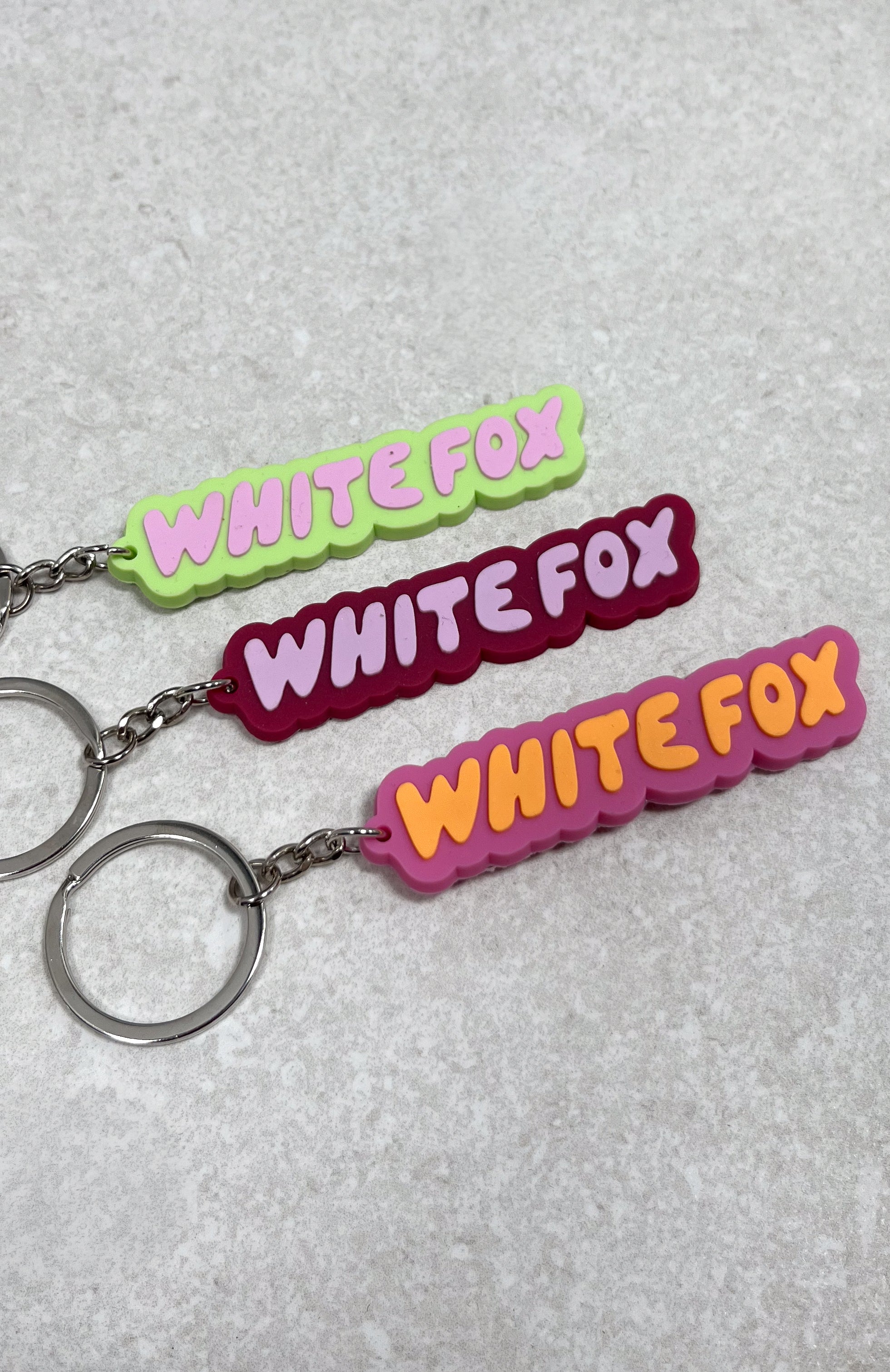 White Fox Chasing Rainbows Keychain 3 Pack Mixed