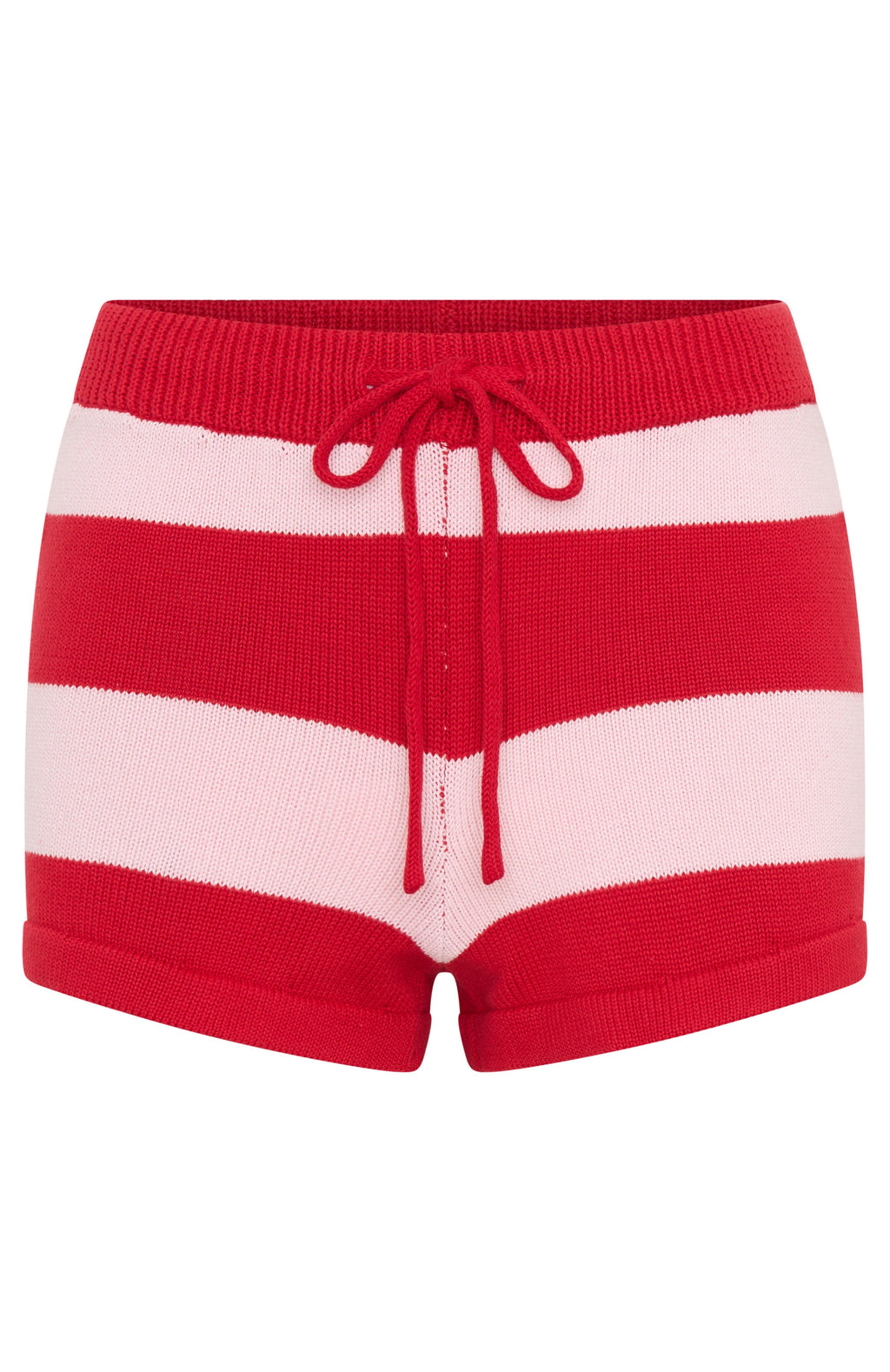 White Fox Chill Day Knit Shorts Red/Pink Stripe
