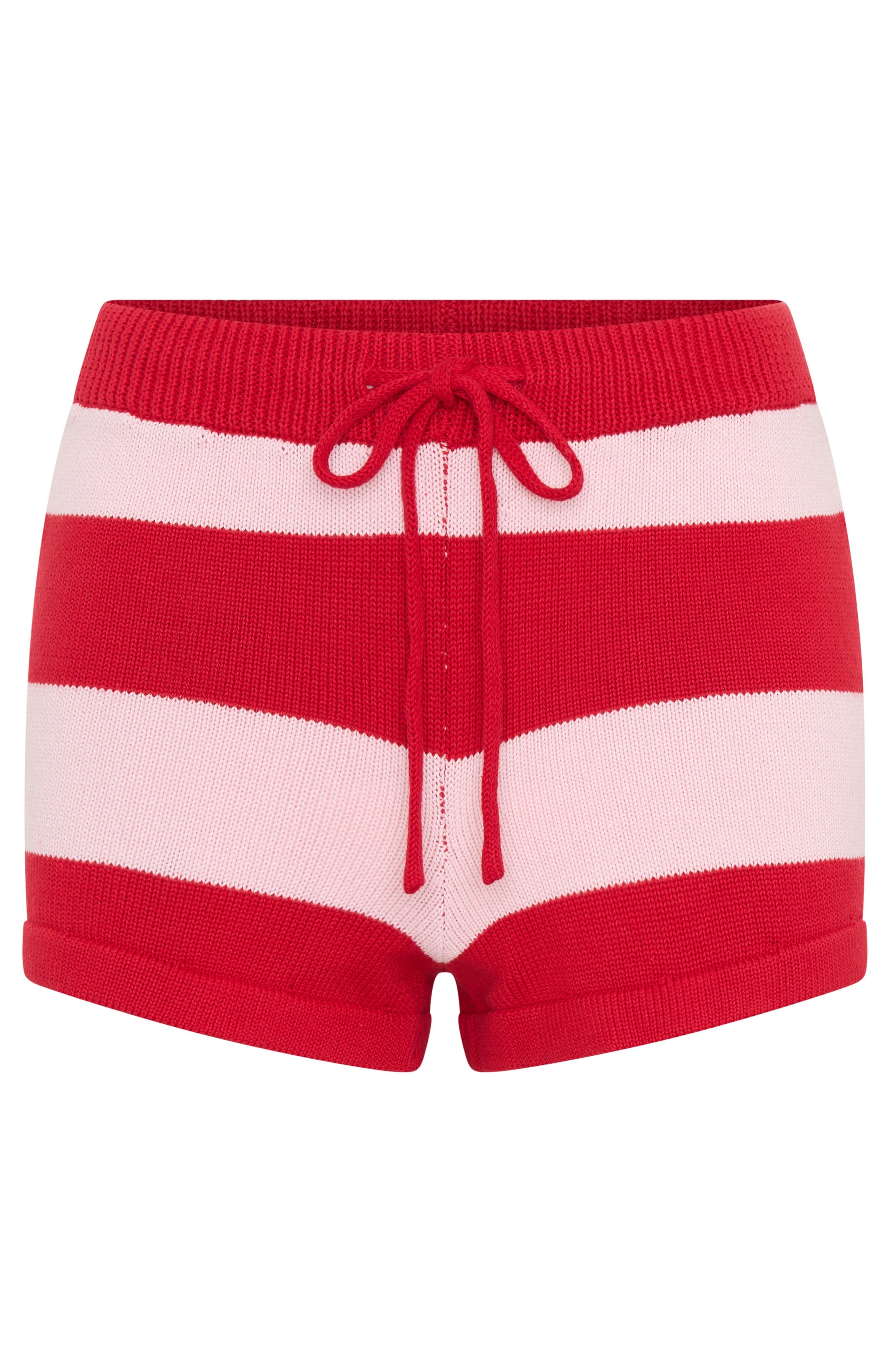 White Fox Chill Day Knit Shorts Red/Pink Stripe