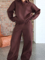 White Fox Chill Moves Wide Leg Sweatpants Chocolate