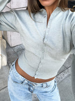 White Fox Cindy Cinched Knit Top Grey