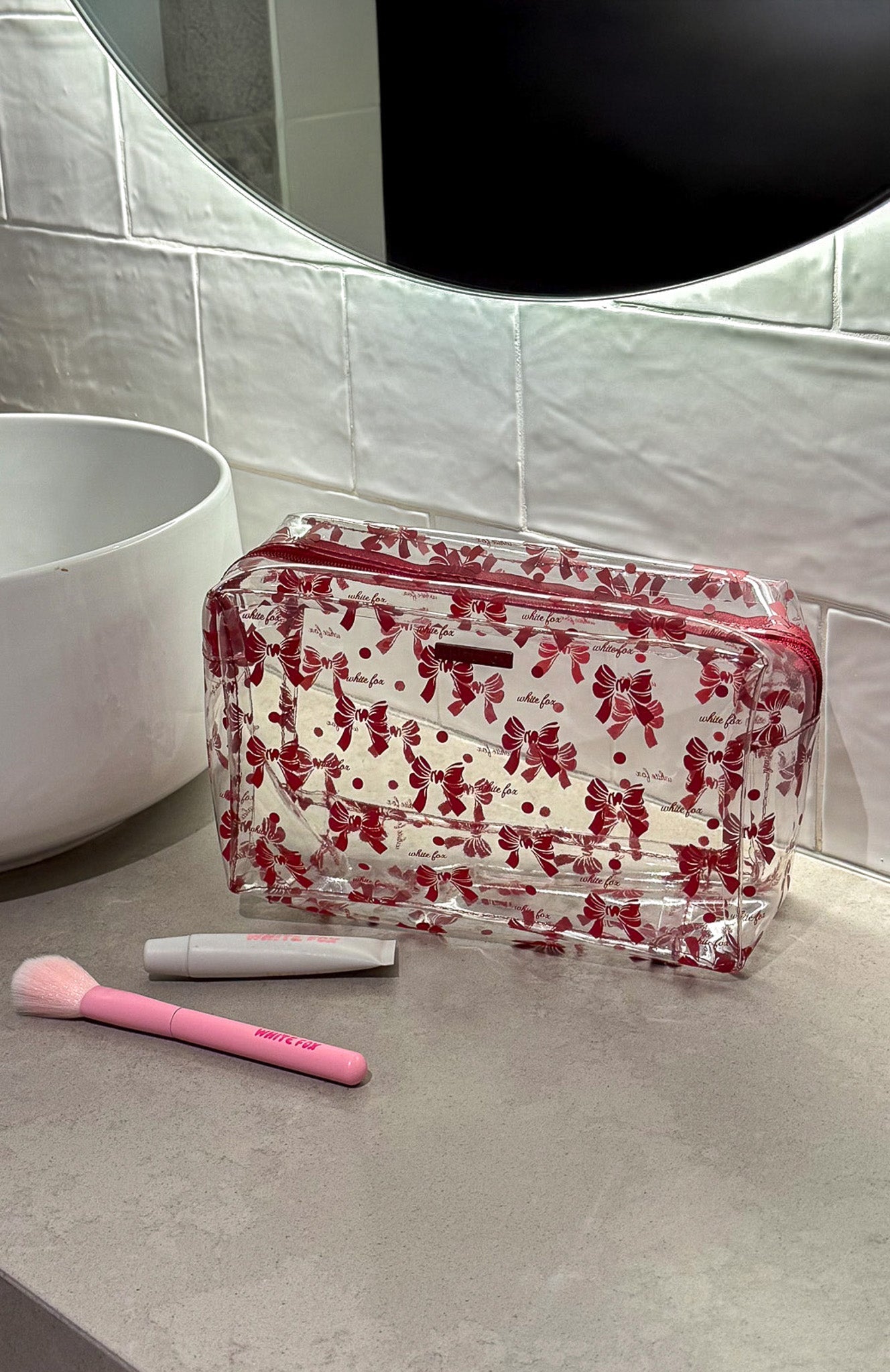White Fox Clara Cosmetic Case Bow Bliss
