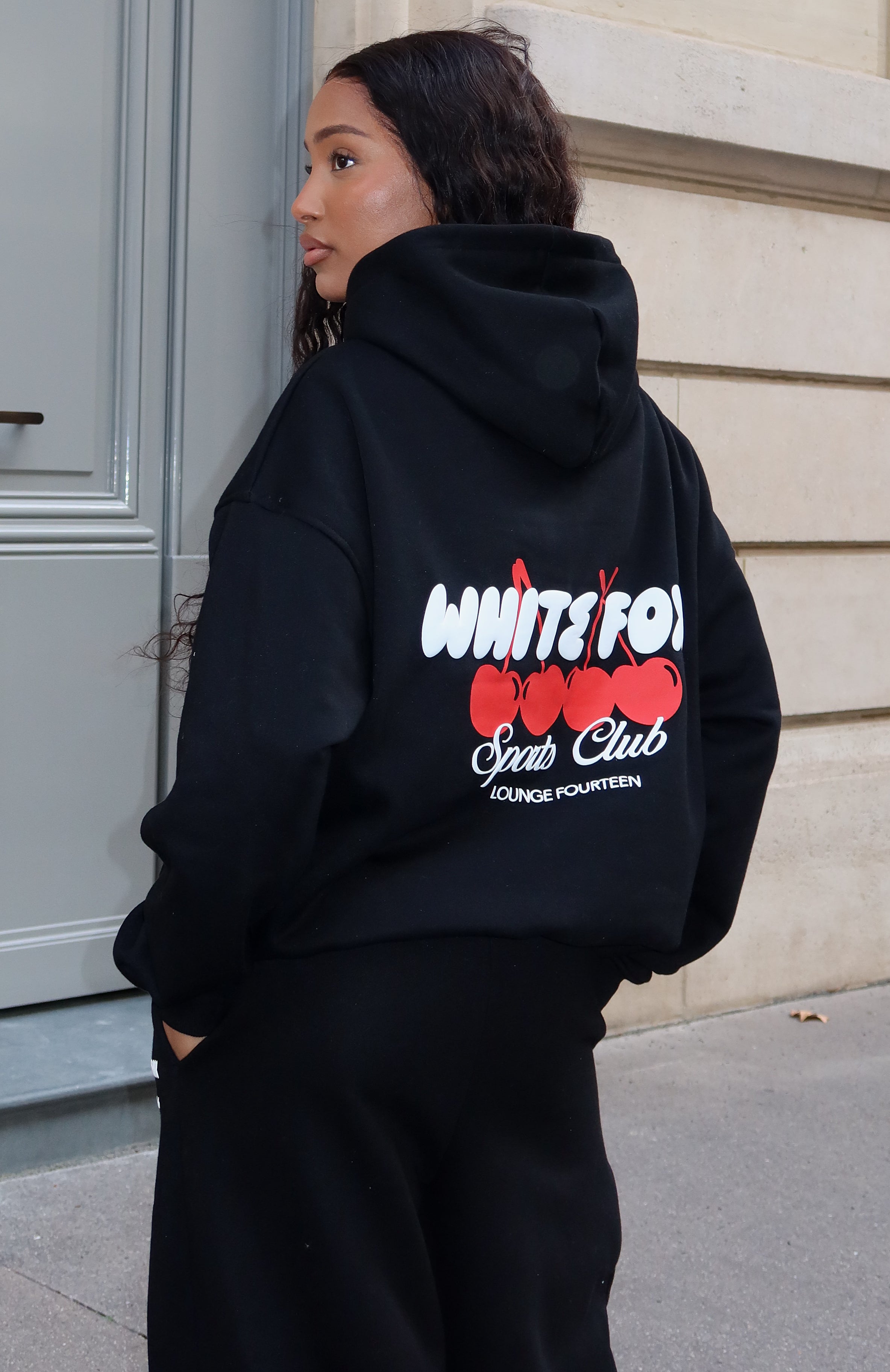 White Fox Club 14 Cassie Boxy Hoodie Black