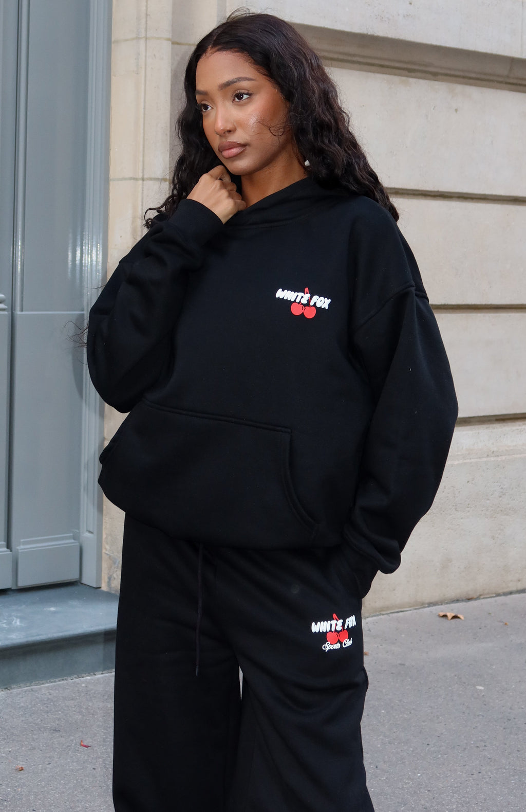White Fox Club 14 Cassie Boxy Hoodie Black