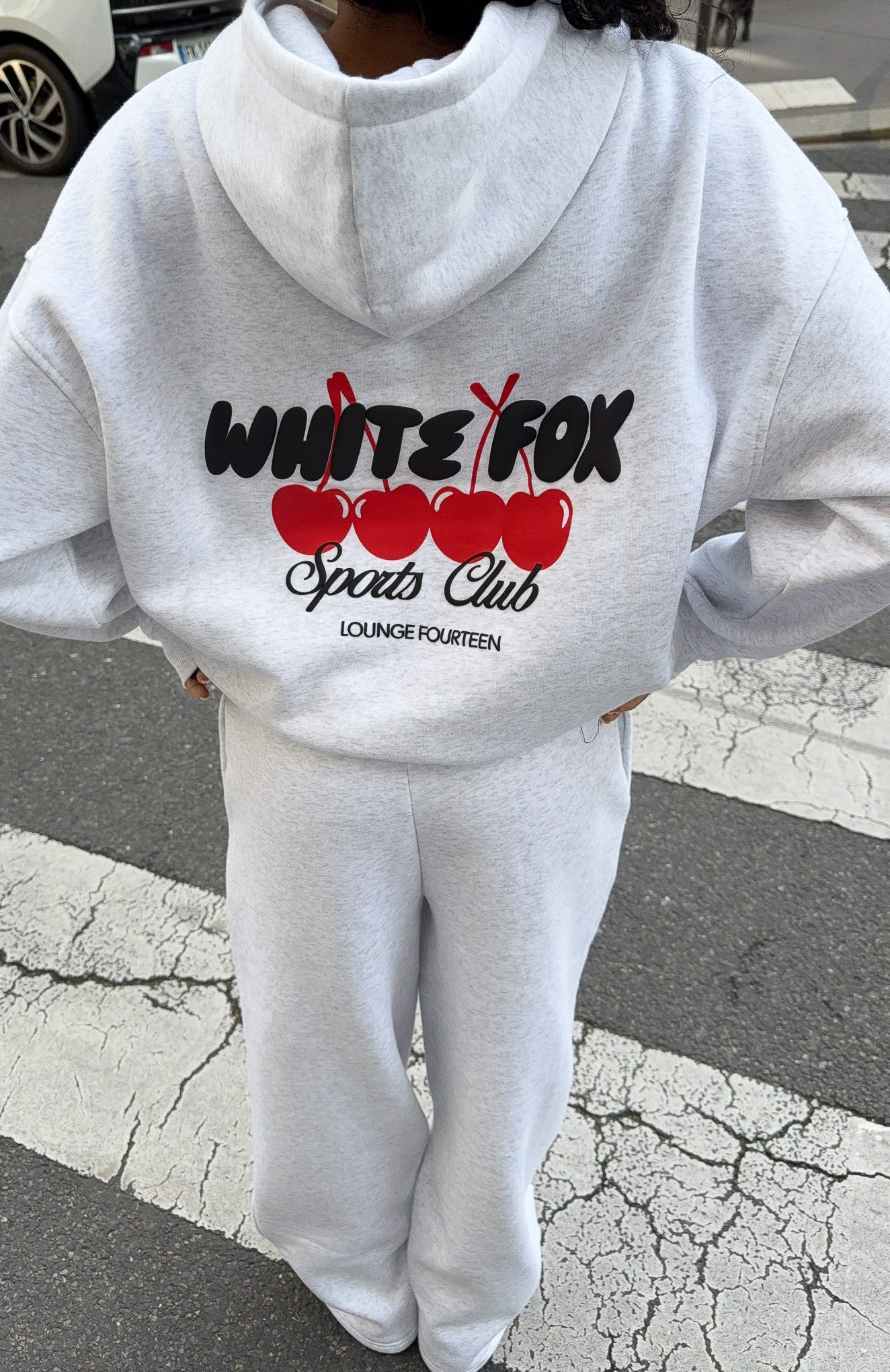 White Fox Club 14 Cassie Boxy Hoodie Grey Marle