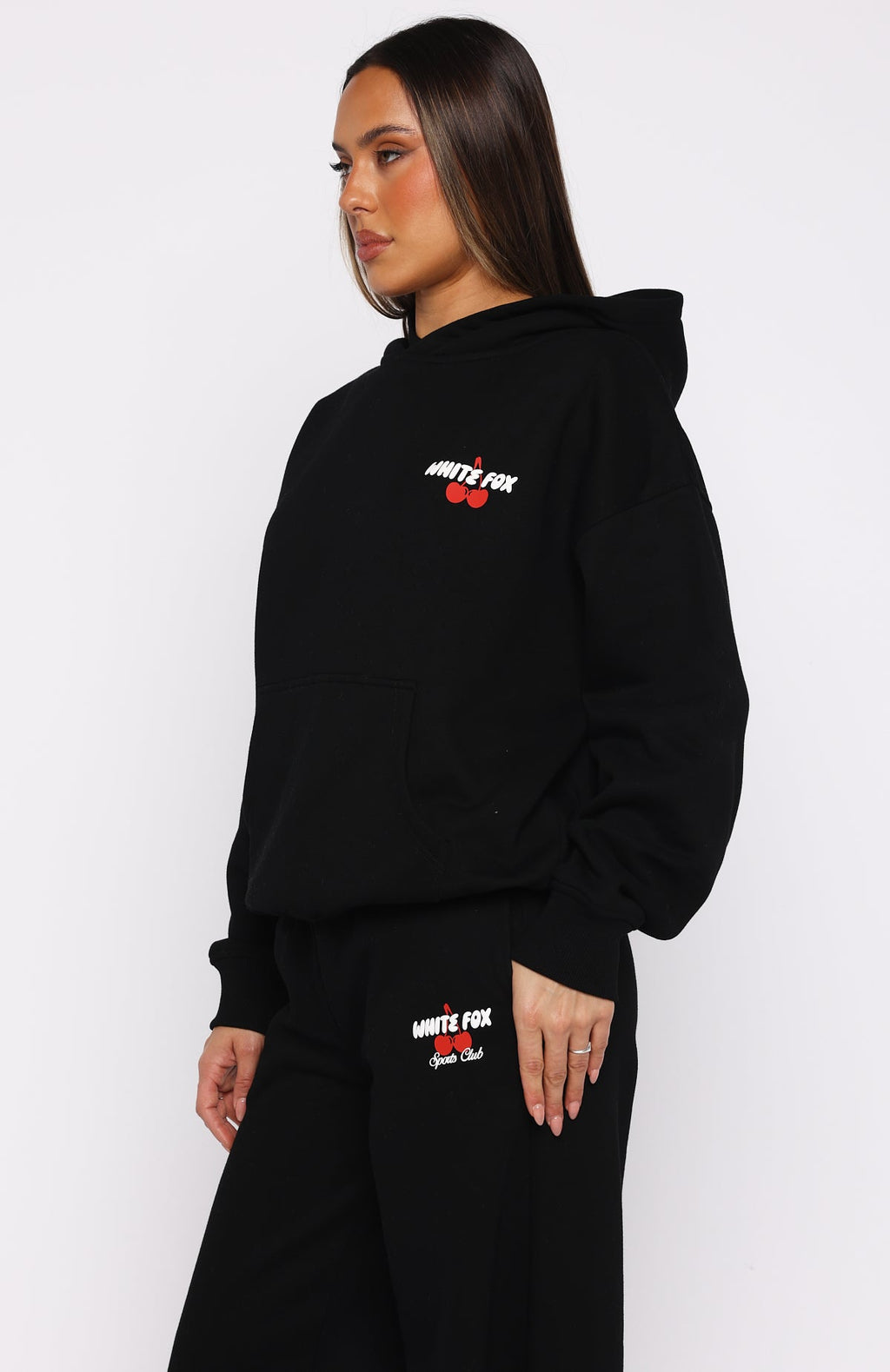 White Fox Club 14 Cassie Boxy Hoodie Black