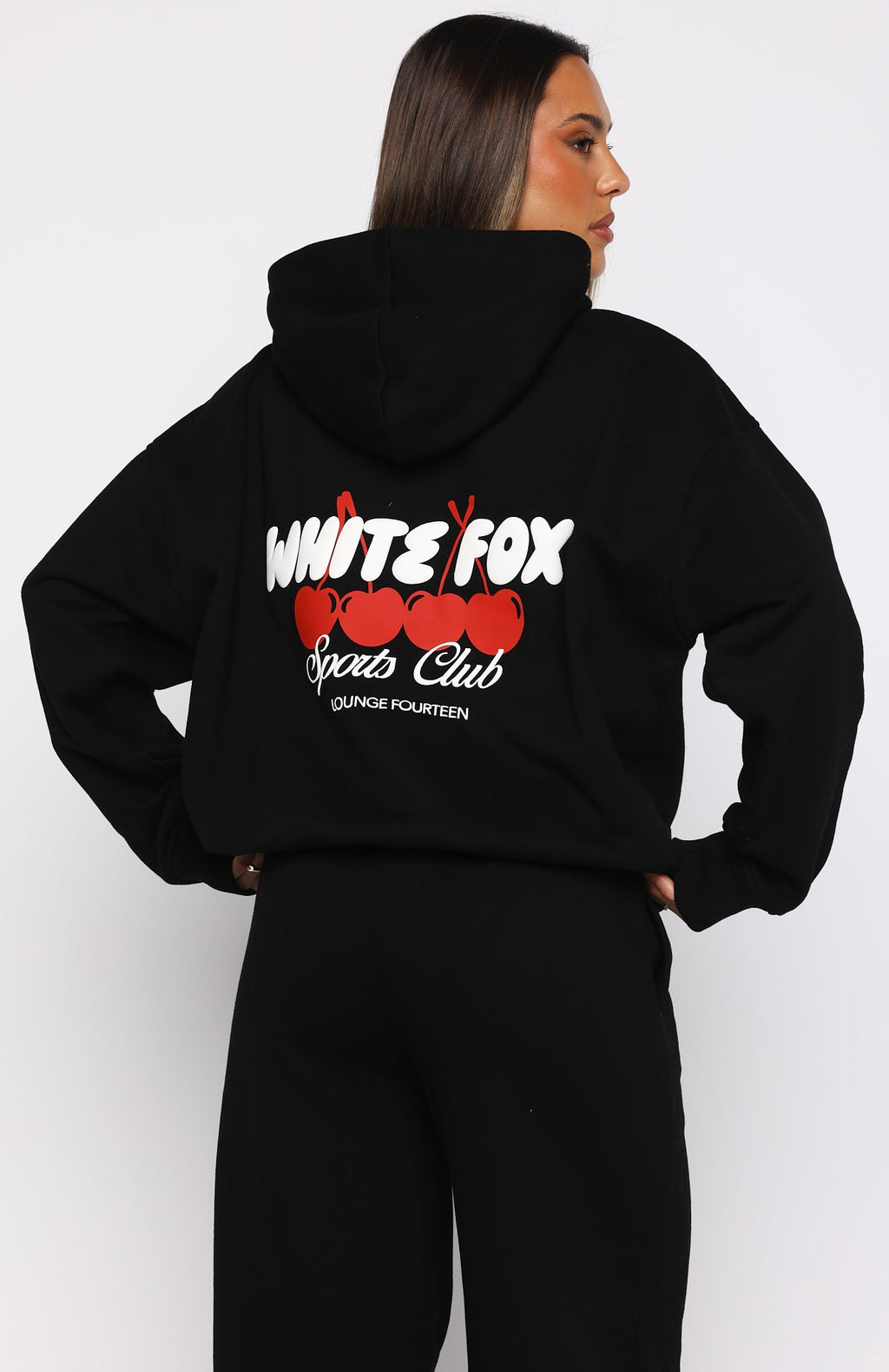 White Fox Club 14 Cassie Boxy Hoodie Black