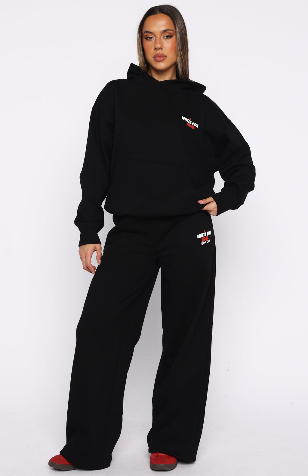 White Fox Club 14 Cassie Boxy Hoodie Black