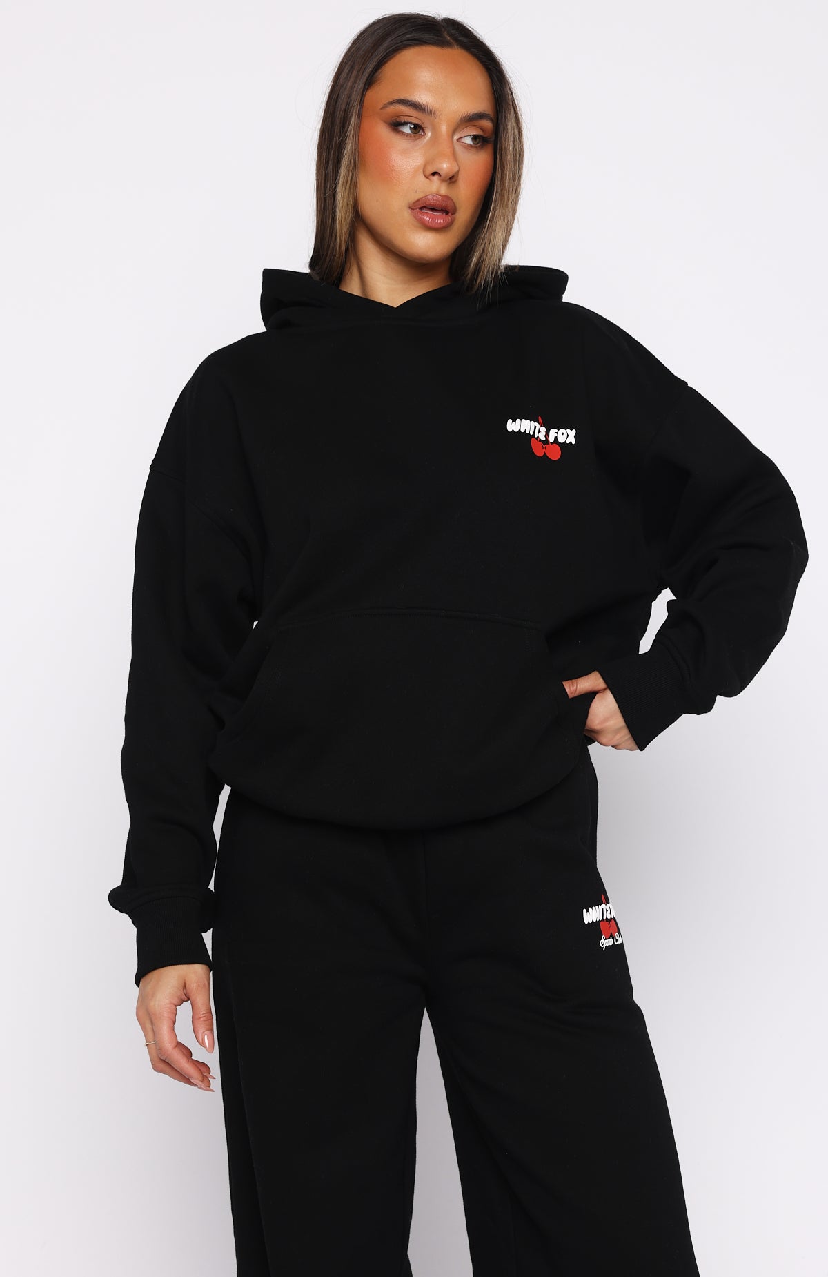 White Fox Club 14 Cassie Boxy Hoodie Black
