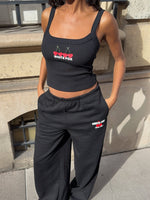White Fox Club 14 Cassie Wide Leg Sweatpants Black