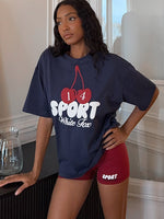 White Fox Club 14 Peyton Oversized Tee Navy