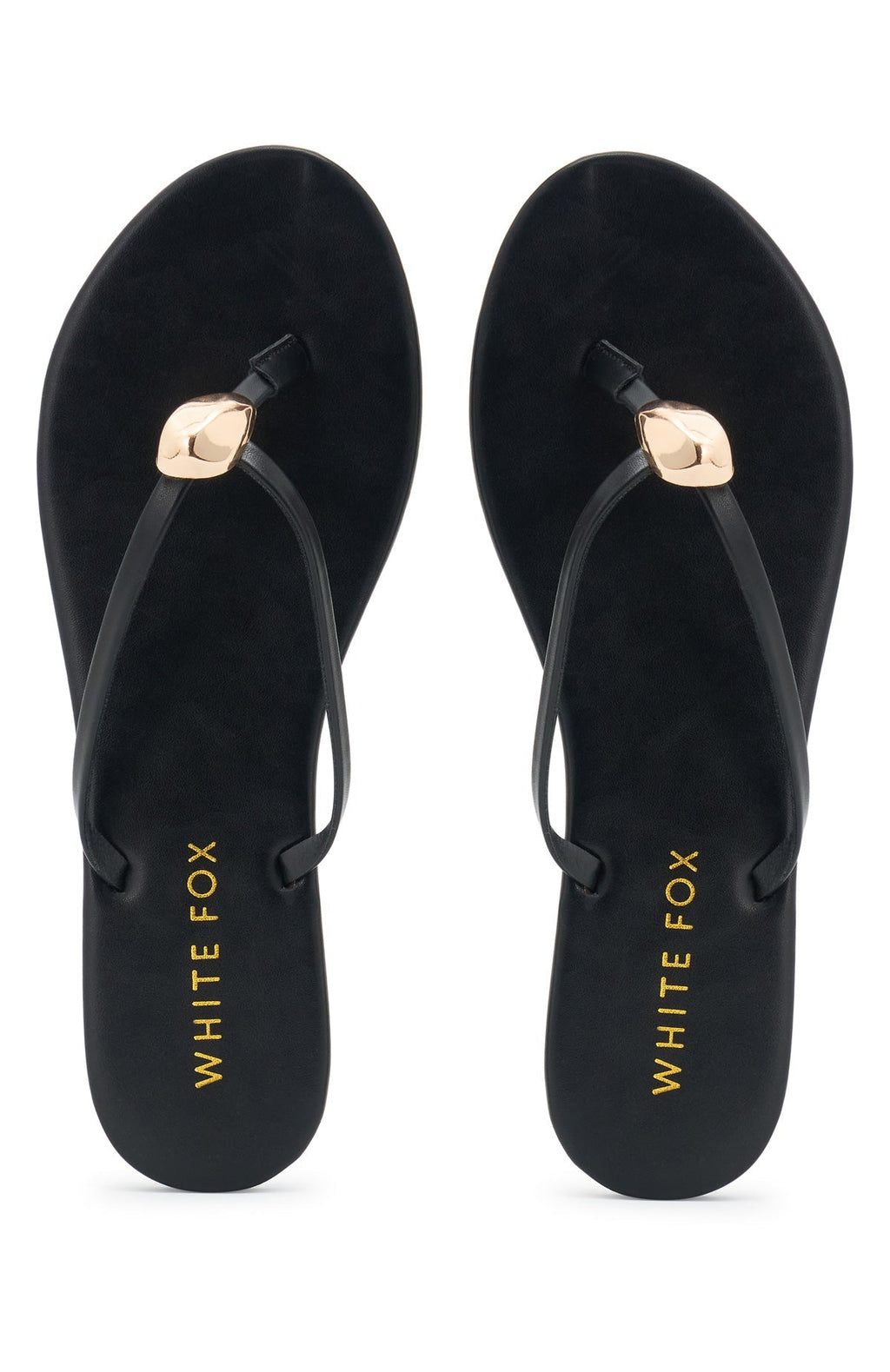 White Fox Colt Thong Sandals Black PU