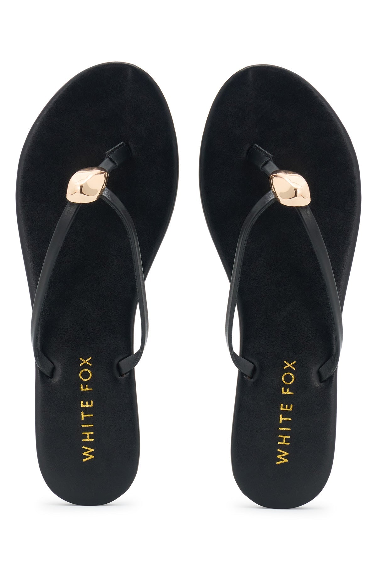 White Fox Colt Thong Sandals Black PU