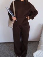 White Fox Come A Long Way Wide Leg Sweatpants Chocolate