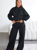 White Fox Come A Long Way Wide Leg Sweatpants Black