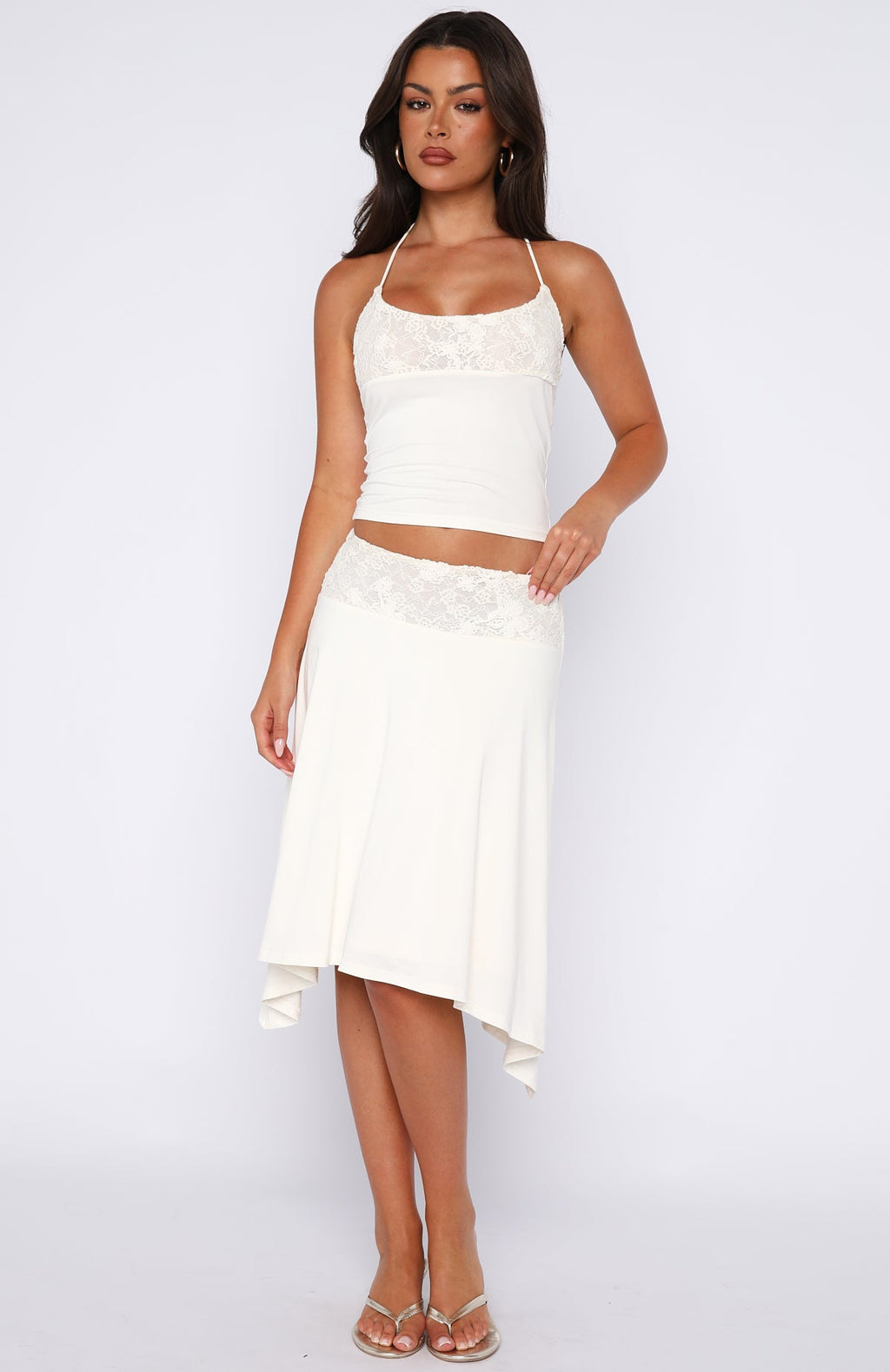 White Fox Cool Chaos Halter Top Off White