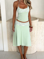 White Fox Cool Chaos Midi Skirt Sage Green