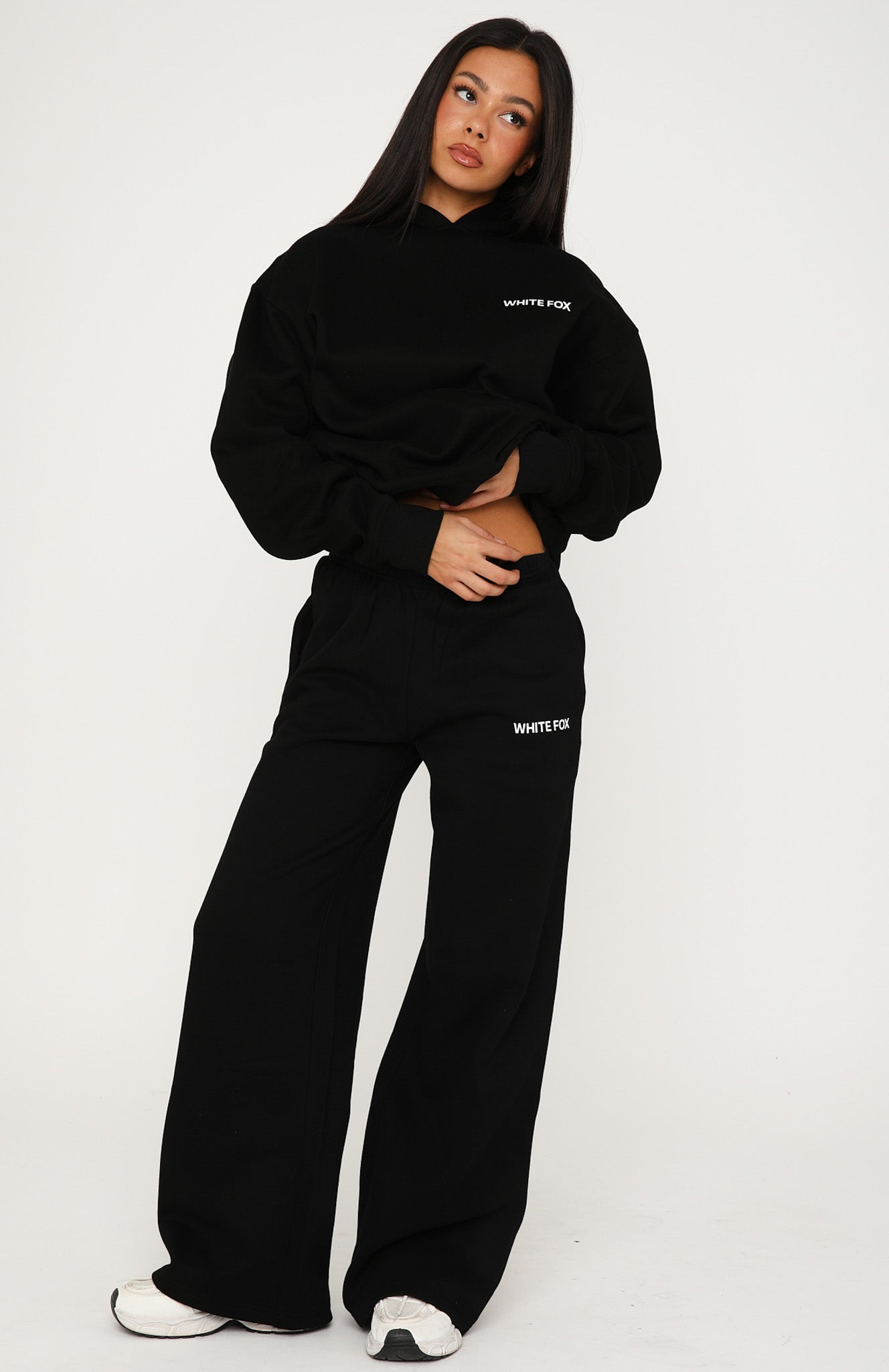 White Fox Core Classic Wide Leg Sweatpants Black