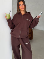 White Fox Core Classic Zip Front Hoodie Chocolate