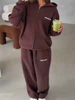 White Fox Core Classic Barrel Leg Sweatpants Chocolate