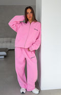 White Fox Core Classic Barrel Leg Sweatpants Pink