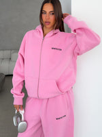 White Fox Core Classic Zip Front Hoodie Pink